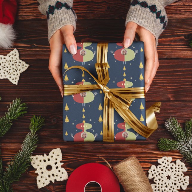 Rolig Guldträd Jul Anpassad Foto Högtid Presentpapper (Skapare uppladdad)