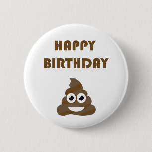 Rolig gullig grattis på födelsedagenpartyPoop Knapp