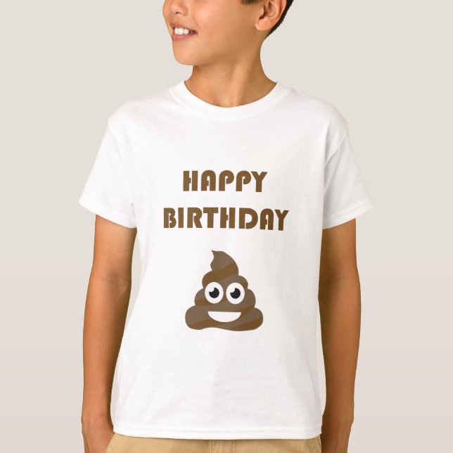 Rolig gullig grattis på födelsedagenpartyPoop T-shirt (Framsida)