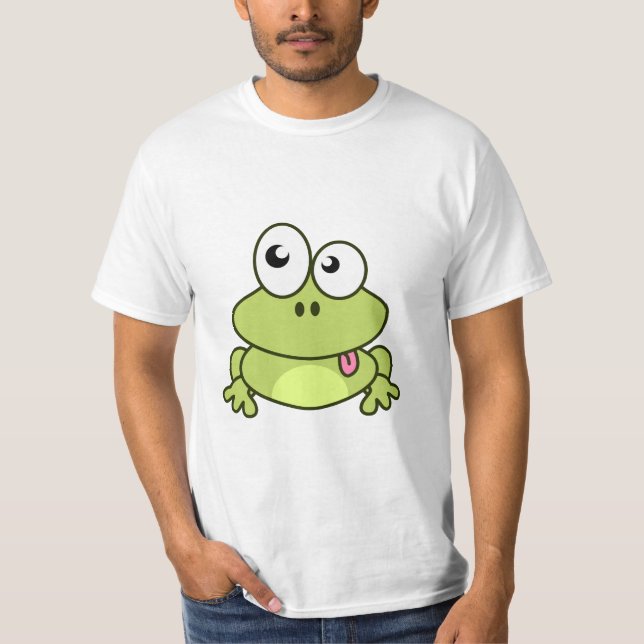 Rolig gullig grodatecknadman tee shirt (Framsida)