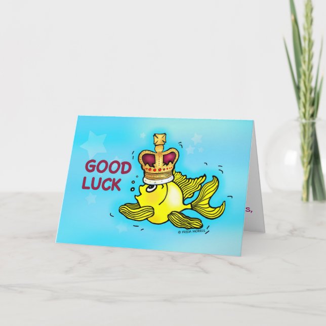 Rolig gullig guldfisk för LYCKA TILL som ha på sig Kort (Framsida)