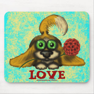Rolig gullig hund med blommamousepaddesign musmatta