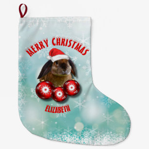 Rolig gullig kaninkanin för jul i den röda Santa Stor Julstrumpa