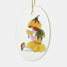 Rolig gullig liten flicka för Buttercupblommabarn Julgransprydnad Keramik