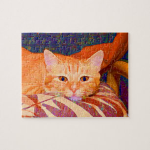 Rolig gullig orange tabby katt pussel