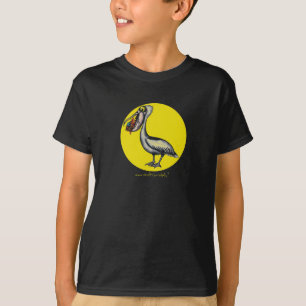 Rolig gullig pelikan med den ilskna fiskt-skjortan t shirt