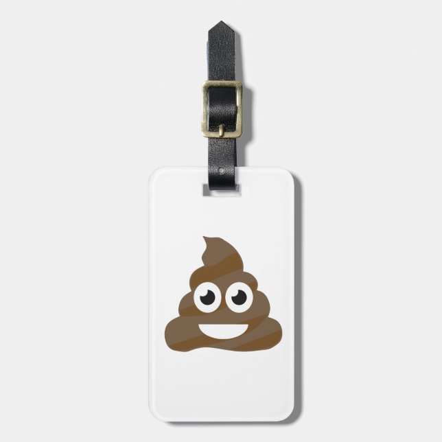 Rolig gullig Poop Emoji Bagagebricka (Vertikal Framsida)
