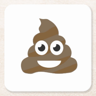 Rolig gullig Poop Emoji Underlägg Papper Kvadrat
