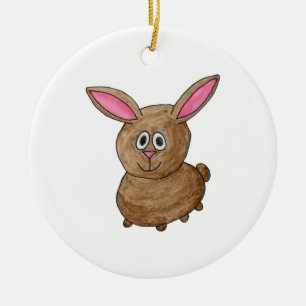 Rolig gullig Rabbit. Julgransprydnad Keramik