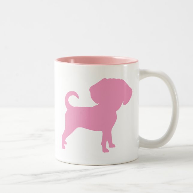 Rolig gullig stor Head Puggle hund (rosor) Två-Tonad Mugg (Höger)