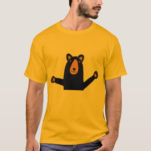 Rolig gullig svart björnredo som ska kramas t-shirt (Framsida)