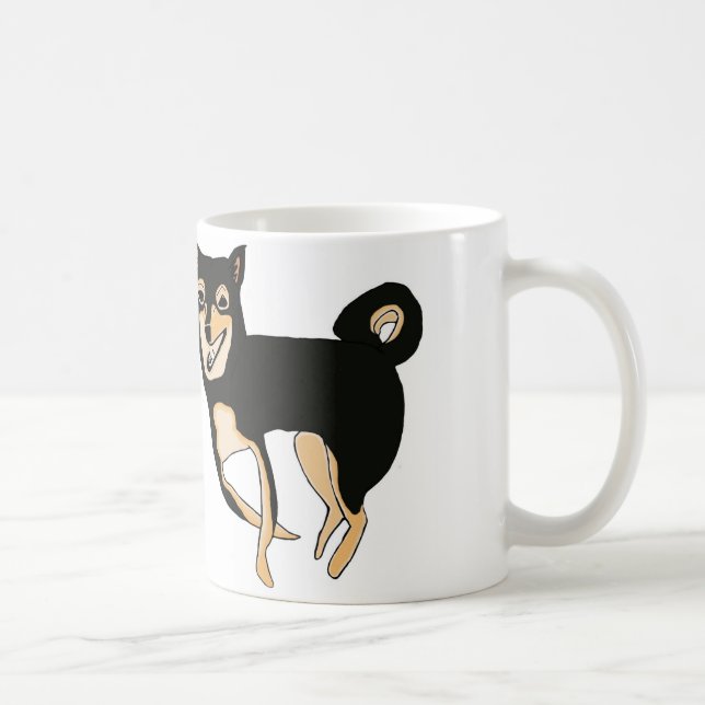 Rolig & gullig svart och solbränd Shiba Inu Kaffemugg (Höger)