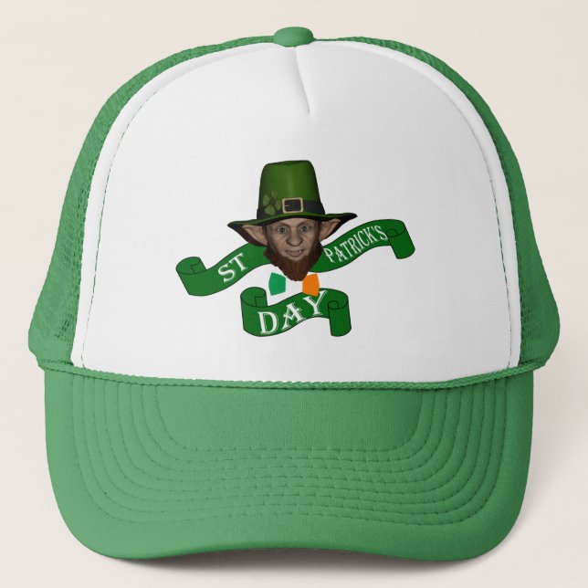 Rolig gullig trollst patrick's day truckerkeps (Framsida)
