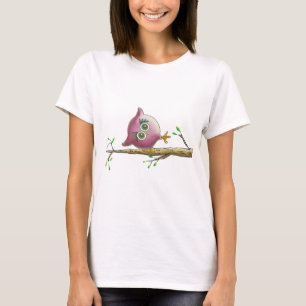 Rolig & gullig uggla på en gren t shirt