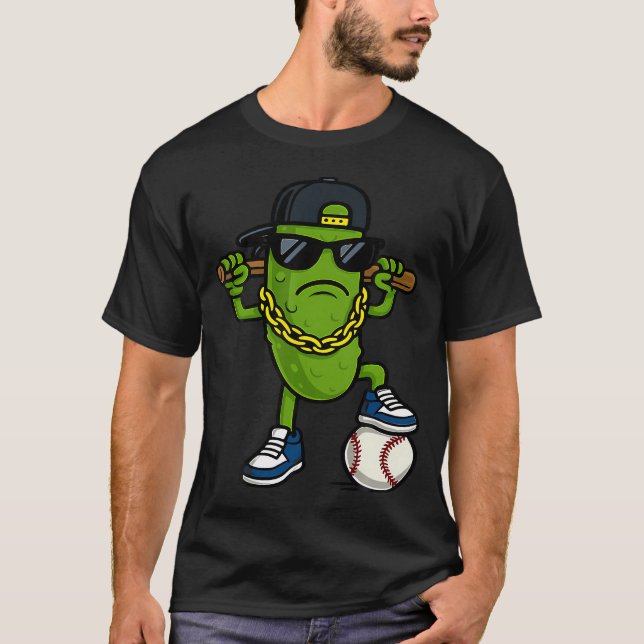 Rolig Gurka Bär Solglasögon Baseboll Kärlek T Shirt (Framsida)