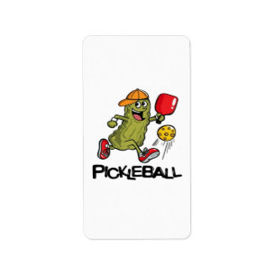Rolig Gurka Spelar Pickleball Adressetikett