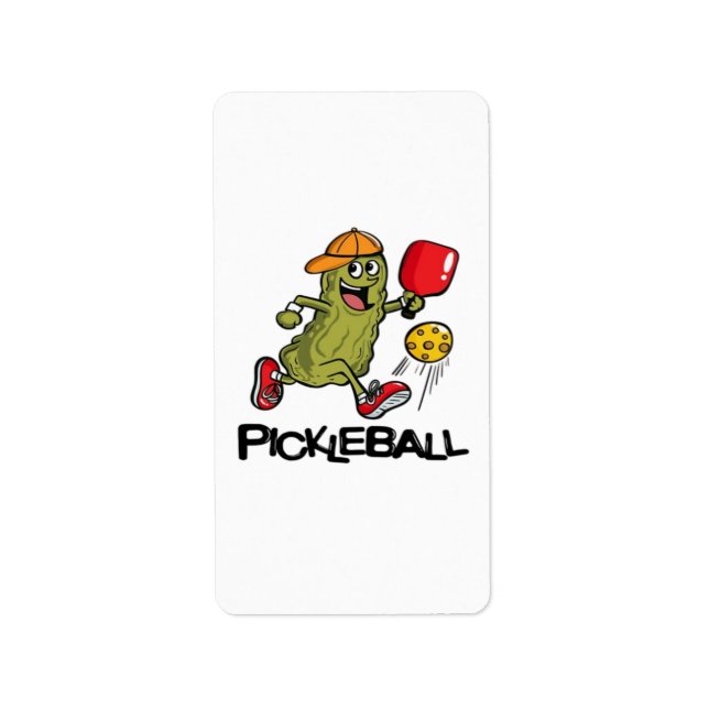 Rolig Gurka Spelar Pickleball  Adressetikett (Framsidan)