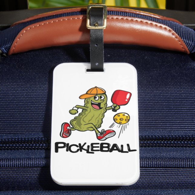 Rolig Gurka Spelar Pickleball  Bagagebricka (Framsida Insitu 2)