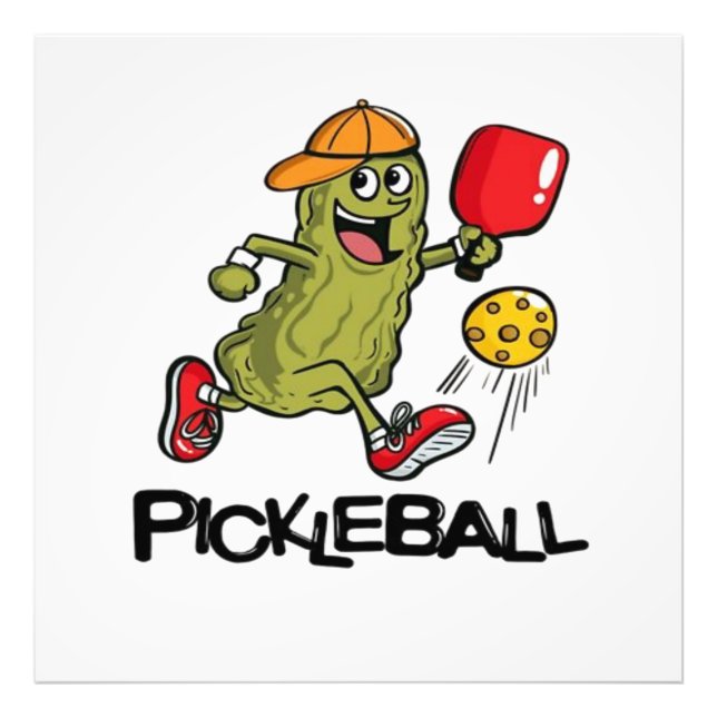 Rolig Gurka Spelar Pickleball  Fototryck (Framsidan)