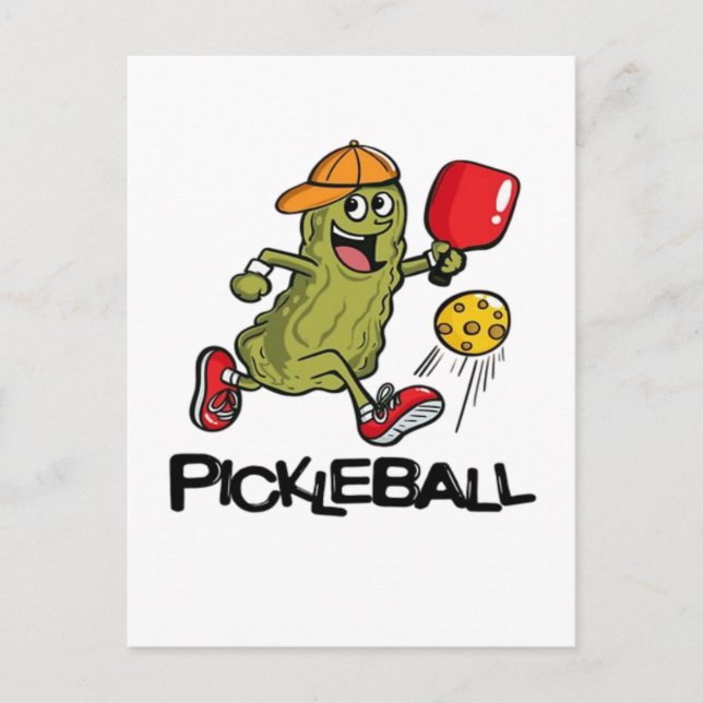 Rolig Gurka Spelar Pickleball  Helg Vykort (Framsida)