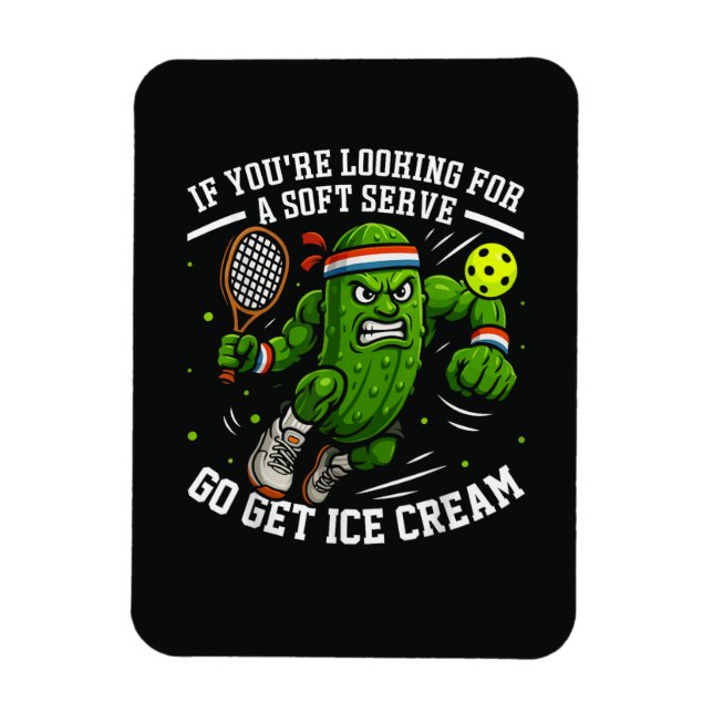 Rolig Gurka Spelar Pickleball Magnet (Vertikal)