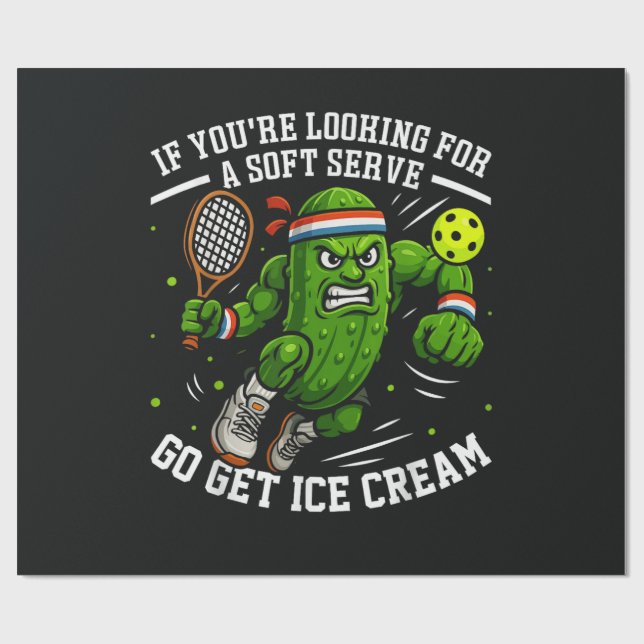Rolig Gurka Spelar Pickleball Presentpapper (Platt)