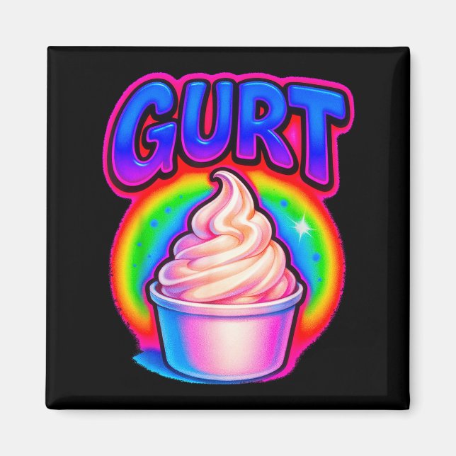 Rolig Gurt Hjärnrot Meme Yoghurt Gen Z Slang Gen A Magnet (Framsidan)