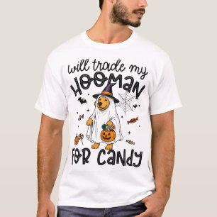 Rolig gyllene hund Halloween spöke kuslig T Shirt
