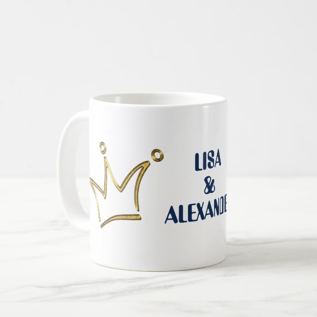 Rolig gyllene krona - lyx kunglig 1 kaffemugg (Framsida vänster)