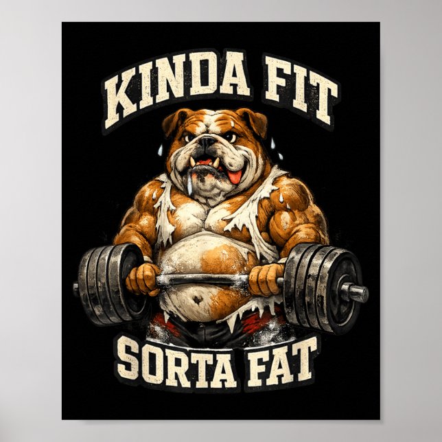 Rolig Gym Bulldog_ Ganska Passlig Lite Fet Poster (Framsidan)