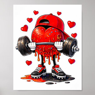 Rolig Gym Hjärta Viktlyftning Fitness Träning Drop Poster