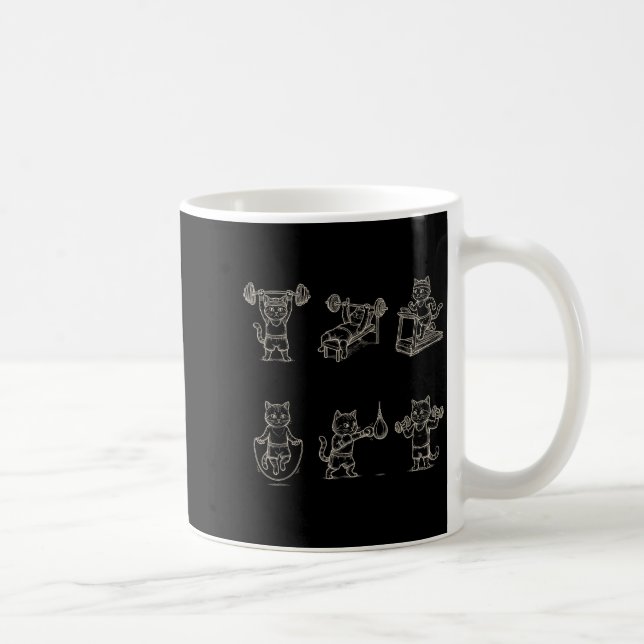 Rolig gym katt grafik träning tyngdlyftning kaffemugg (Höger)