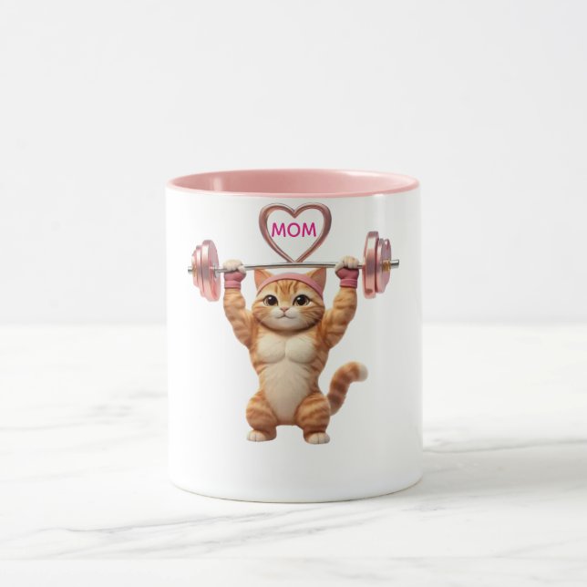 Rolig Gym Katt Mamma Mugg – Mors Dagsk gift (Center)