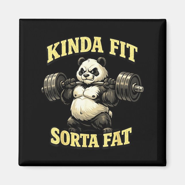 Rolig Gym Panda_ Ganska Passabel Lite Fet Tyngdlyf Magnet (Framsidan)
