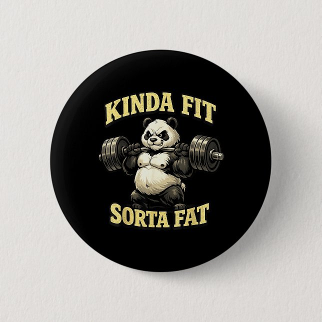 Rolig Gym Panda_ Någorlunda Fit Ganska Fet Tyngdly Knapp (Framsida)
