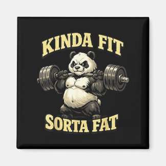 Rolig Gym Panda_ Någorlunda Fit Ganska Tjock Tyngd Magnet