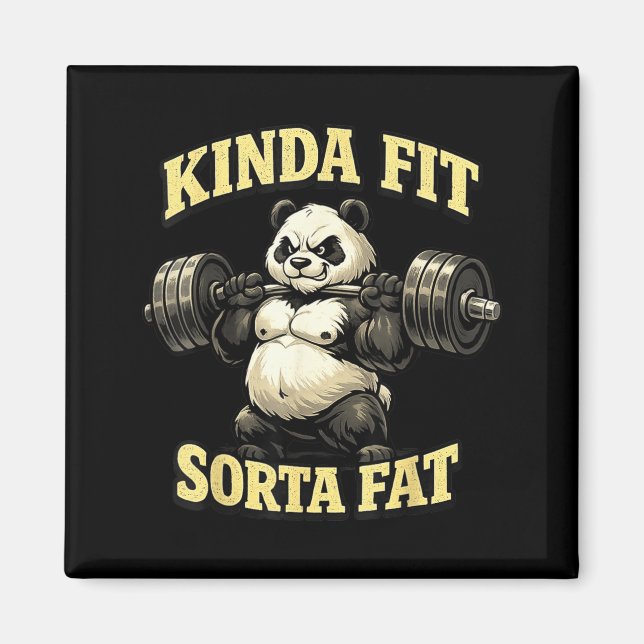 Rolig Gym Panda_ Någorlunda Fit Ganska Tjock Tyngd Magnet (Framsidan)