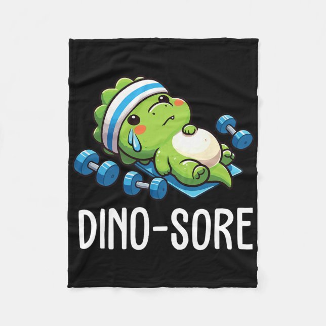 Rolig Gym Träning Dinosaurie Viktlyftning Gym Dino Fleecefilt (Framsidan)