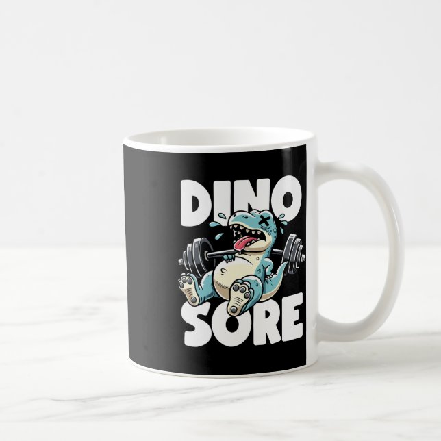 Rolig Gym Träning Dinosaurie Viktlyftning Gym Dino Kaffemugg (Höger)