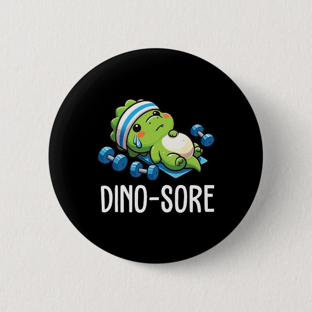 Rolig Gym Träning Dinosaurie Viktlyftning Gym Dino Knapp (Framsida)