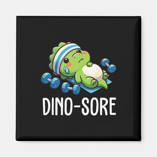 Rolig Gym Träning Dinosaurie Viktlyftning Gym Dino Magnet (Framsidan)