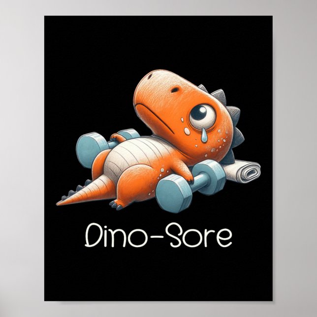 Rolig Gym Träning Dinosaurie Viktlyftning Gym Dino Poster (Framsidan)