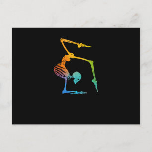 Rolig gymnastik skelett gymnast tumbling tränare vykort