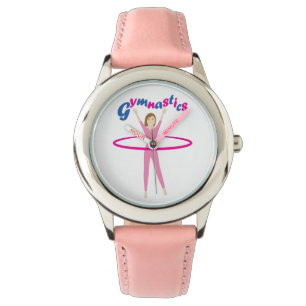 Rolig gymnastiktext med den rosa hulaen som armbandsur