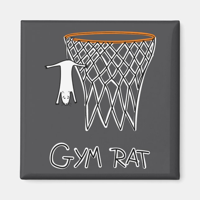 Rolig gymrat basketbollshoop  magnet (Framsidan)