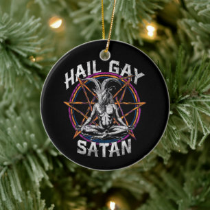 Rolig Hail Gay Satan LGBT Goth Gay Pride Baphomet Julgransprydnad Keramik