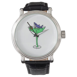 Rolig haj i grönt Martini exponeringsglas Armbandsur