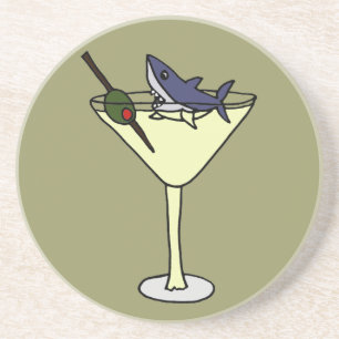Rolig haj som äter oliv i Martini den Glass Underlägg