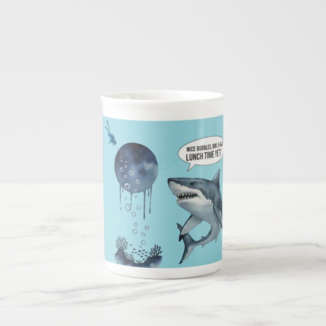 Rolig hajdykarlunch tid fina bubblor bro benporslin mugg (Framsidan)