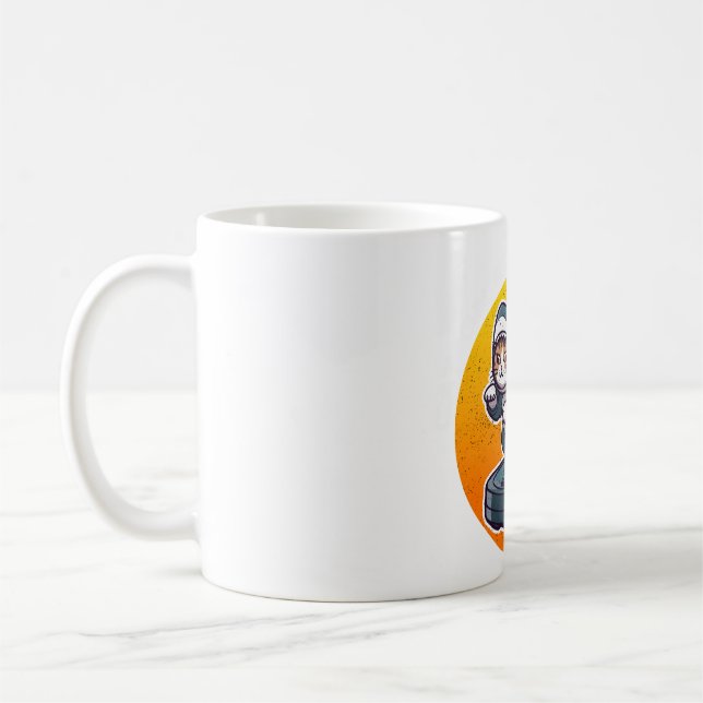 Rolig hajkat på robotdammsugare retro-meme-konst kaffemugg (Vänster)